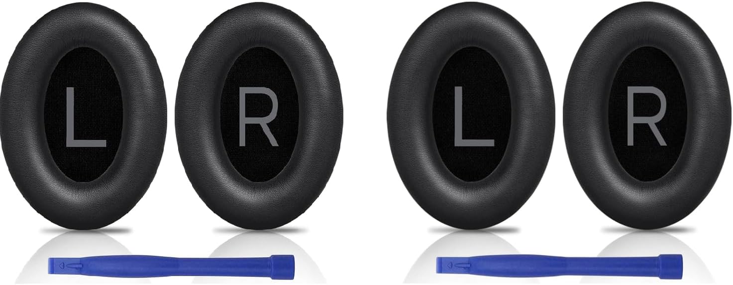 Replacement Ear Pads for Bose Headphones, Protein Leather Ear Cushions Compatible with Bose QC45 Replacement Ear Pads/QuietComfort SE (QC SE)/Quiet Comfort Wireless Over-Ear Headphones, 4PCS Black