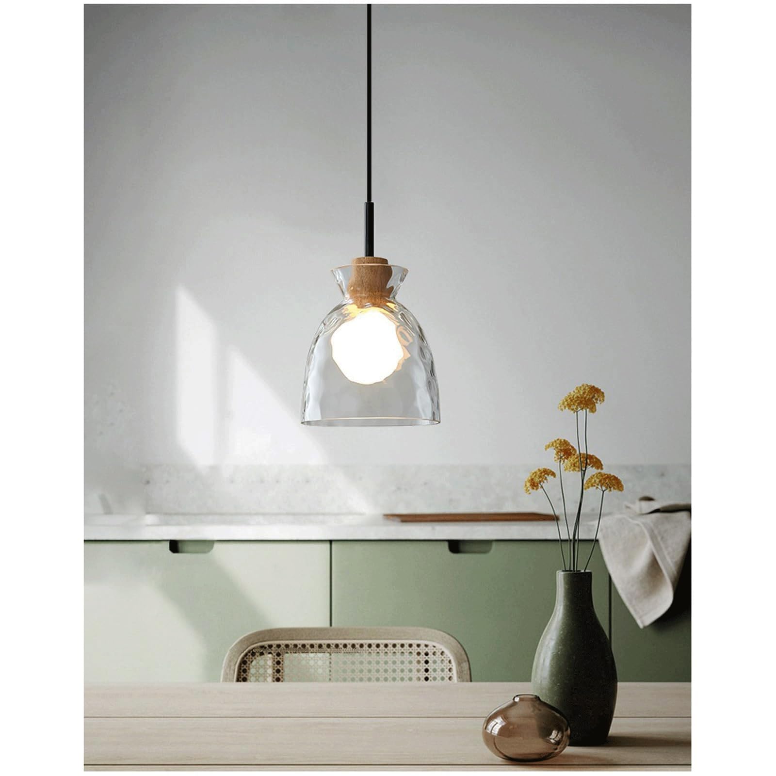 Japońska lampa wisząca w stylu Wabi-Sabi, lampa wisząca w stylu vintage
