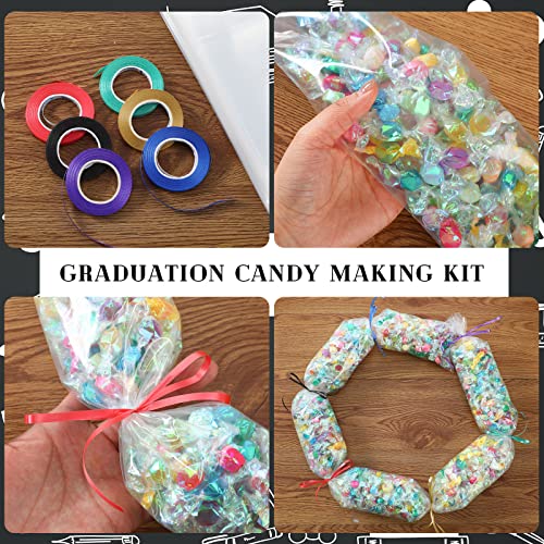 18 Pcs Graduation Candy Lei Making Kit Include 12 Graduation Lei Bags 59X4.8" Poly Tubing 6 Rolls Gift Ribbon Present Ribbon For Graduation Party Favor Gift Wrapping Diy Hawaii Tropical Summer Wedding #TOP4