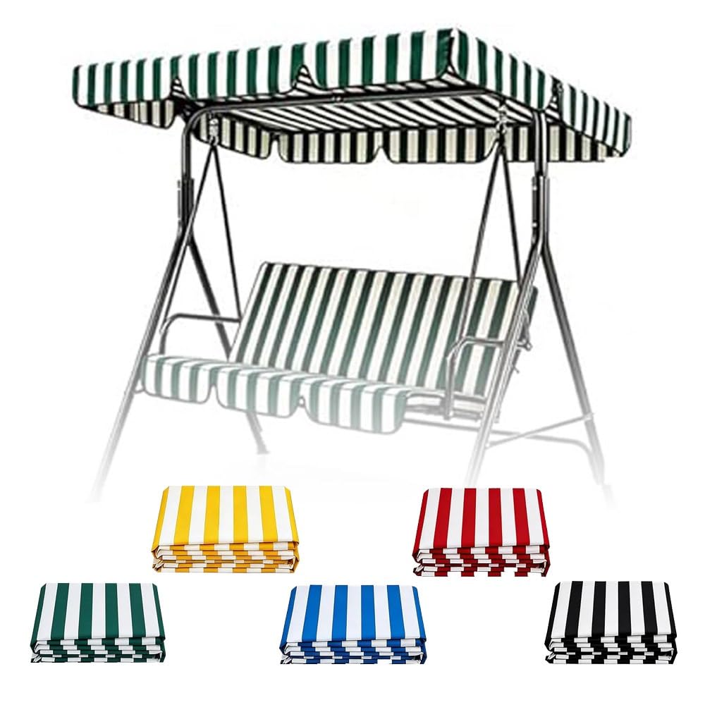 SMCMGECEUZ Garden Swing Canopy Replacement Cover Stripe Swing Replacement Canopy Top Covers, Outdoor Patio Porch Swing Top Covers 56 65 75 77 83 98in(Green,190x120cm(75x47in))