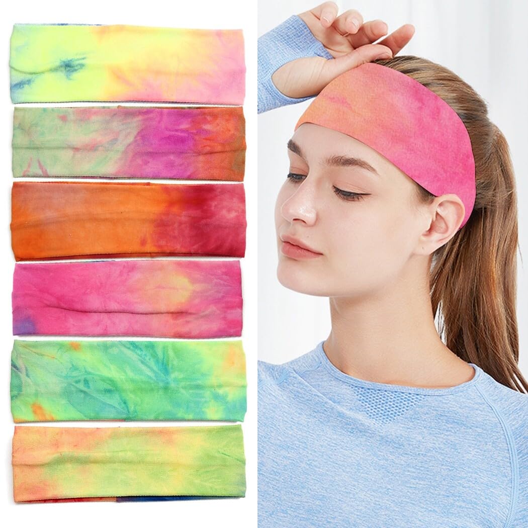 6 diademas elásticas de algodón coloridas: diadema de entrenamiento de moda para yoga