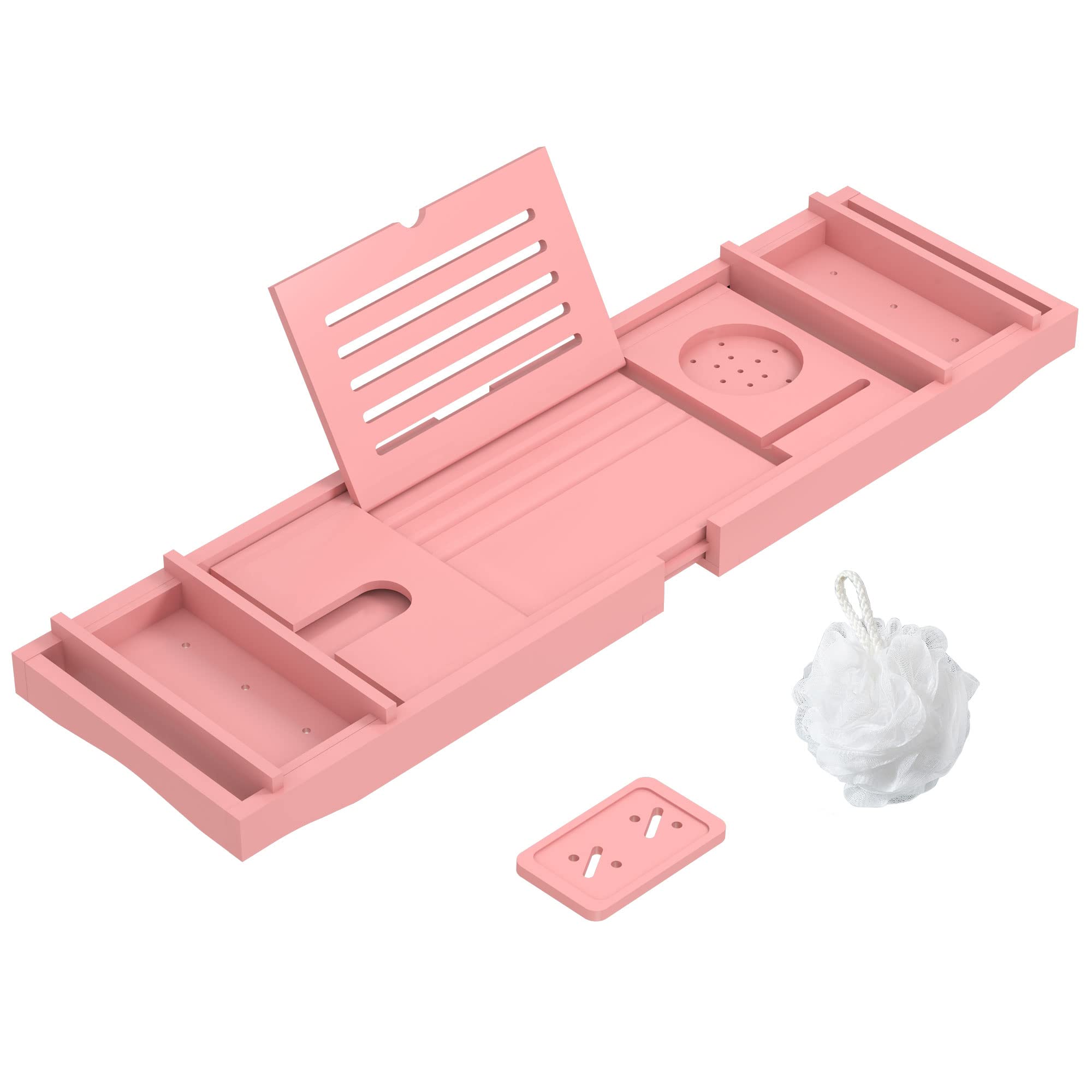 Buy Bamboo Bathtub Tray Bath Tub Caddy with Expandable Handles Wine