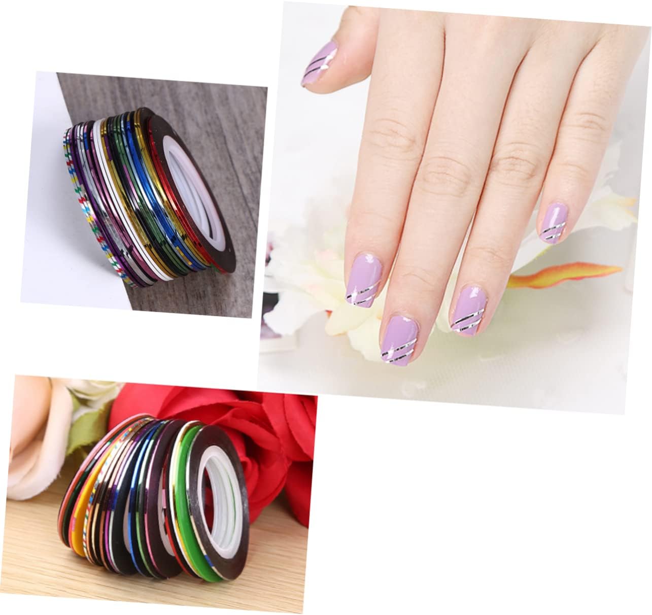 minkissy 90rolls Impress Nails DIY Striping Tapes Vibrant Colors Self-Adhesive Nail Foils Rolls for Art