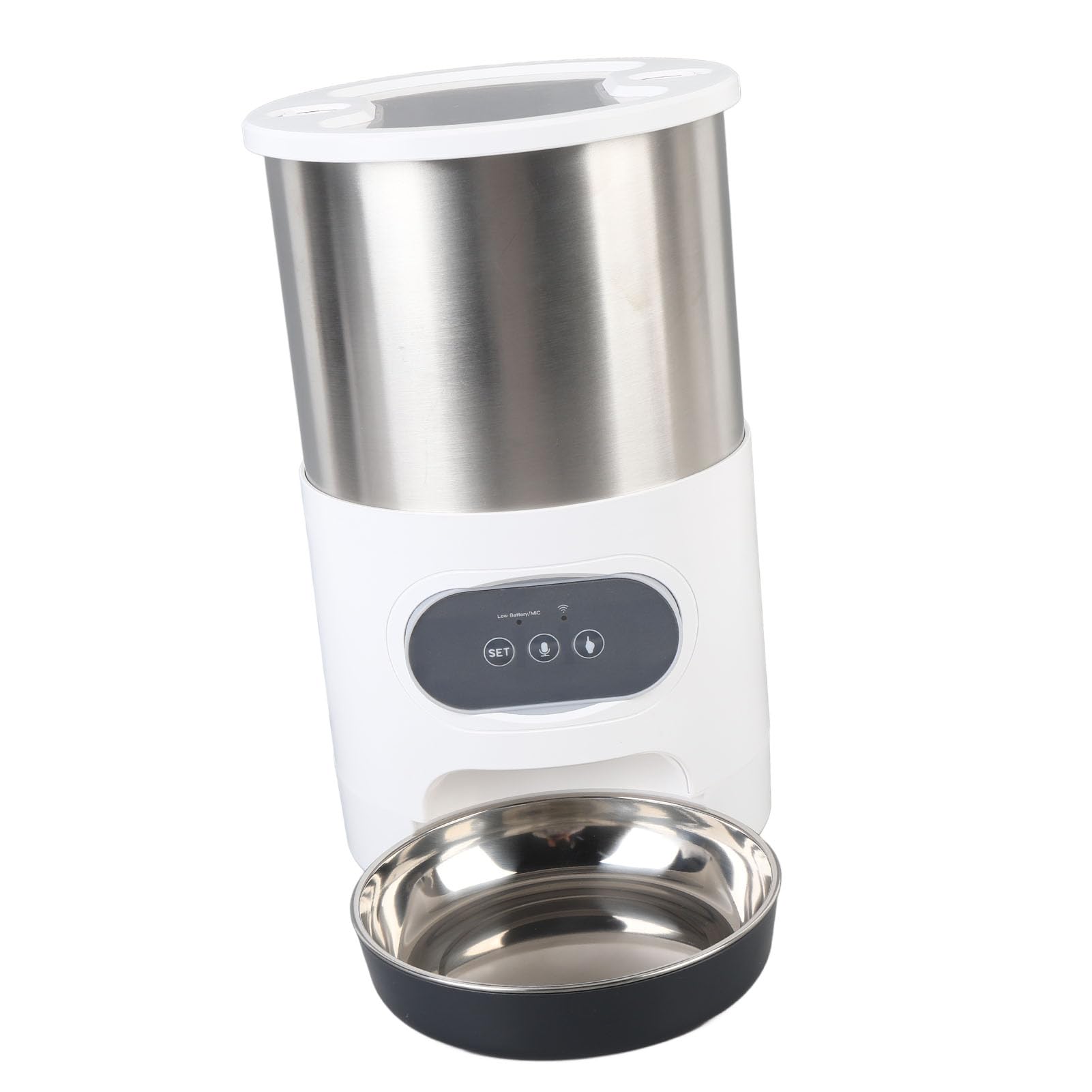 Comedero Automático para Gatos, Cuencos Dobles de Alimentación Temporizada de 4 litros, Dispensador de Alimentos para Mascotas de Acero Inoxidable con Control Inteligente de