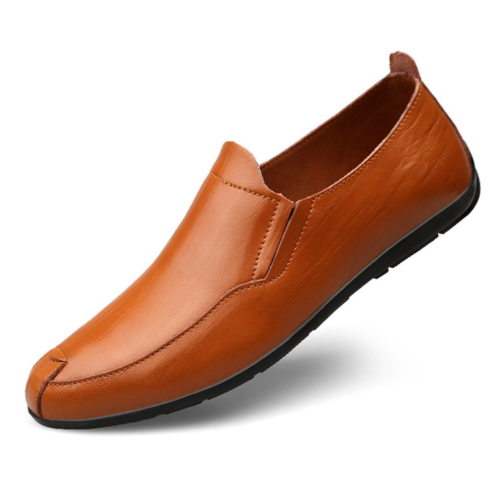 Mocasines Hombre Formal Moda Boda Artesanal Antideslizantes Negocios Zapatos Originales,Rojo Marrón 47 EU