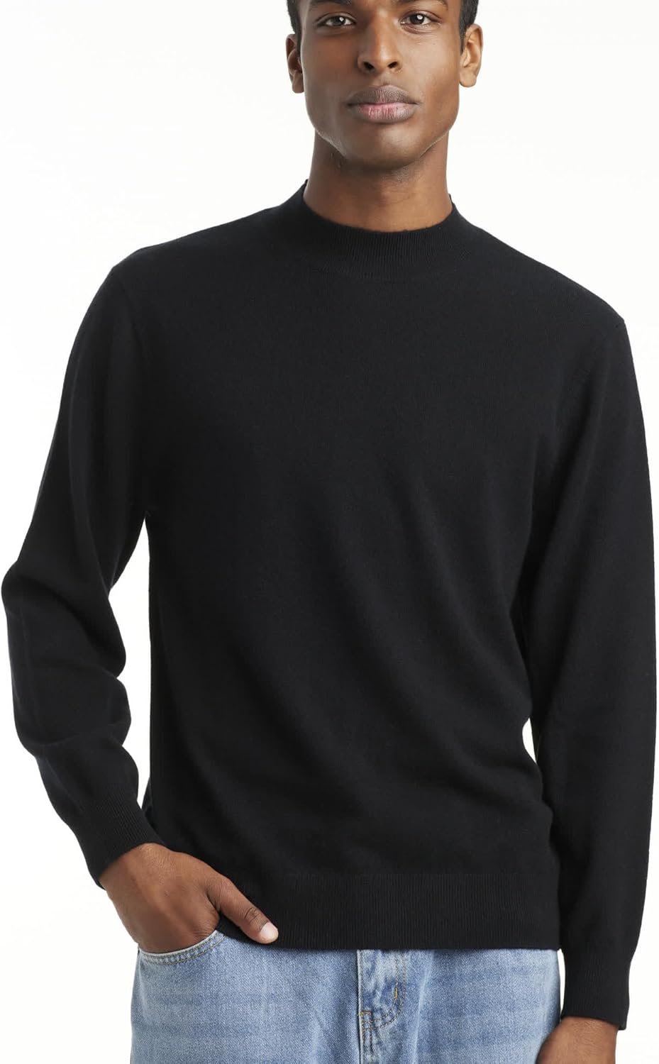 Men’s Crew Neck Sweater – 100% Cashmere, Long Sleeve Lightweight Luxury Knit Pullover - Image 2