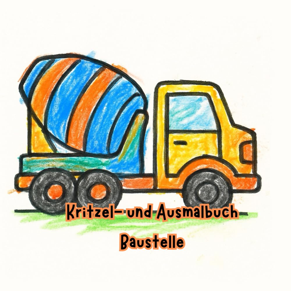 Kritzel- und Ausmalbuch Baustelle: Mein erstes Baustellen-Malbuch – Kritzel- und Ausmalspaß ab 1 Jahr: 30 Große Fahrzeuge wie Bagger, Kipper und Betonmischer einfach entdecken und ausmalen