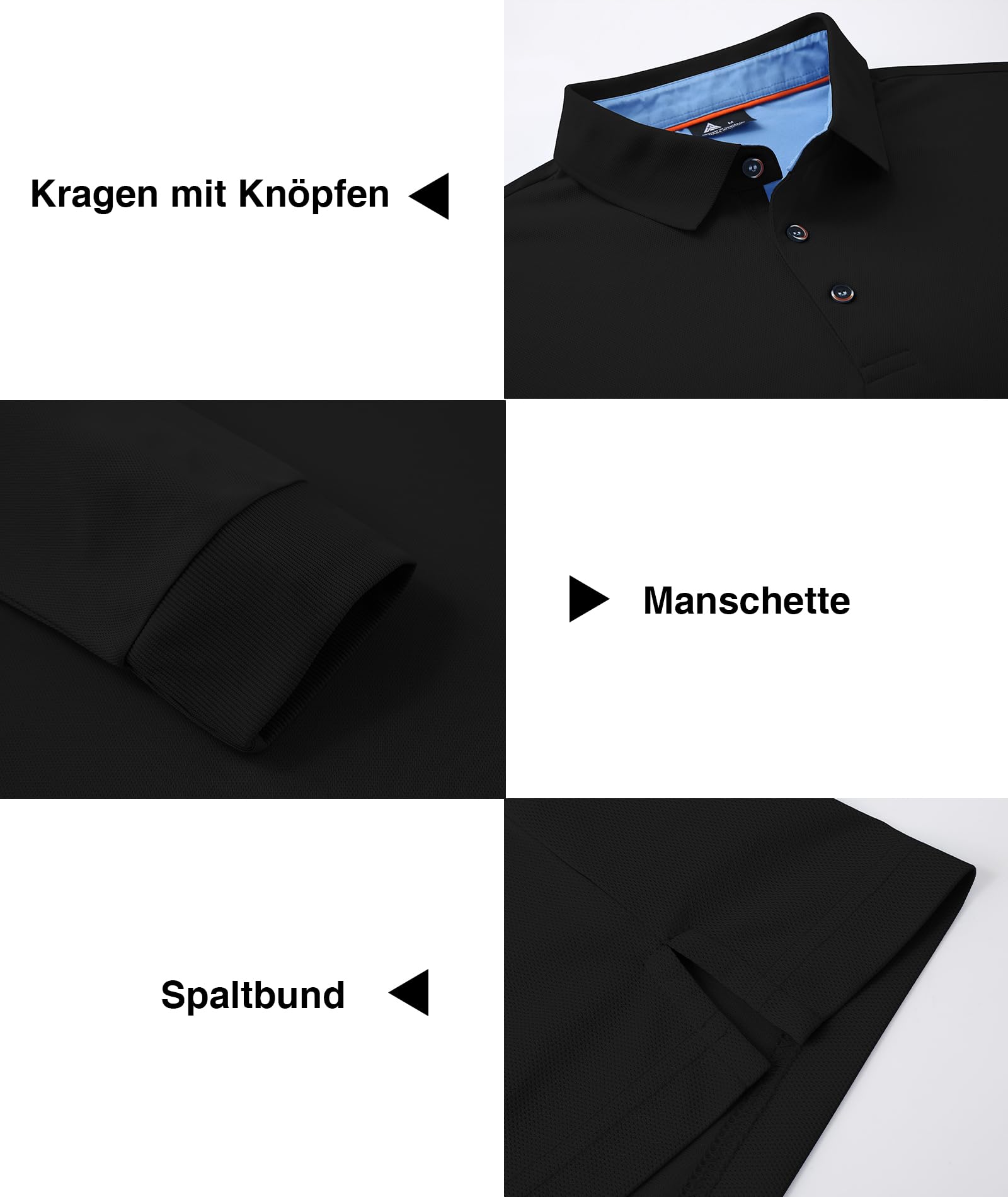 zitysport Polo Hombres Manga Larga Transpirable Secado Rápido Camisetas Casual Golf