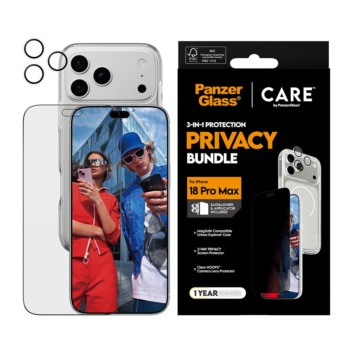 Panzer Glass | Care by PanzerGlass Privacy Flagship zestaw 3 w 1 iPhone 18 Pro Max
