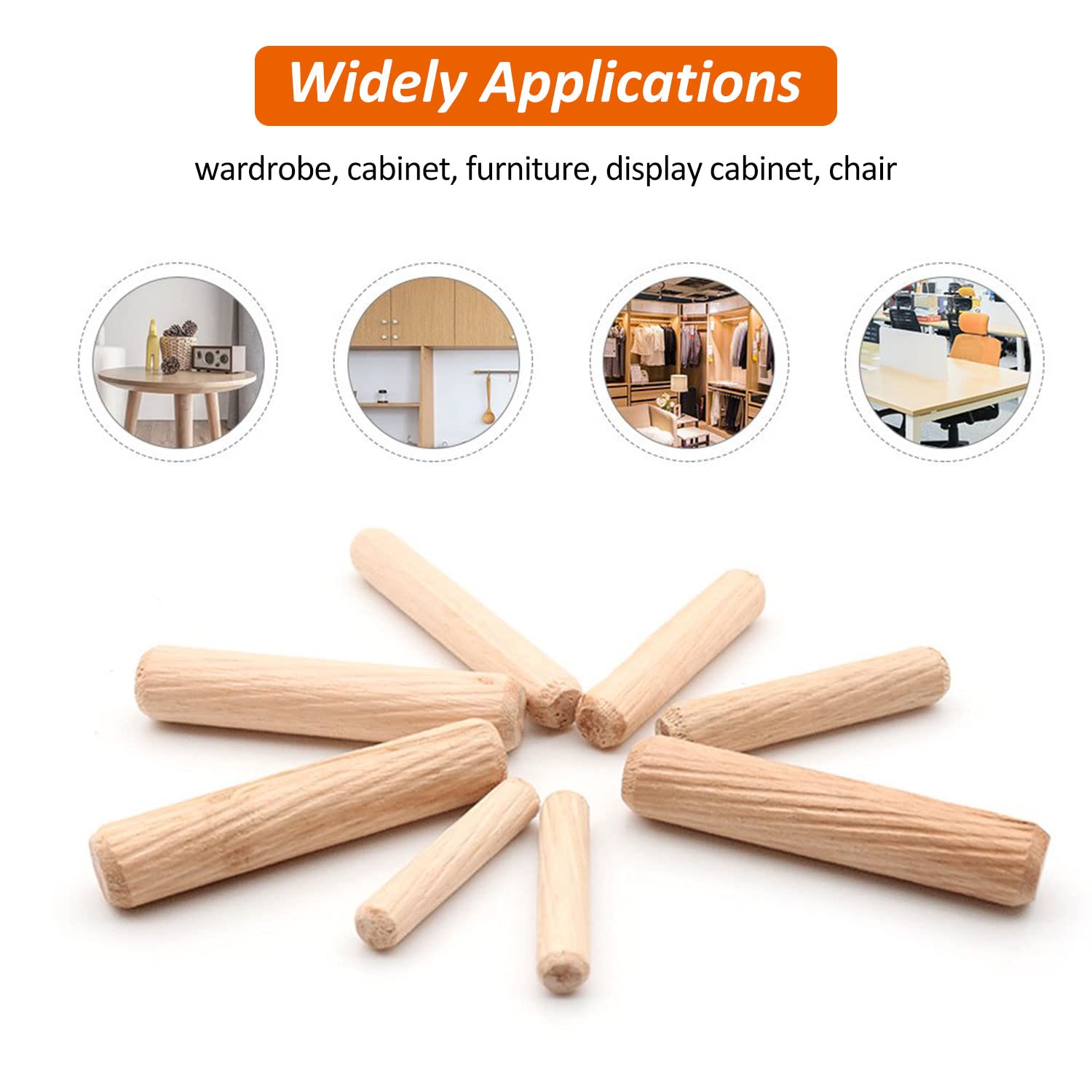 Uxcell 7.5mm Diameter Round Wooden Dowel Pins – 20 Pack, 34mm Length For Cabinet & Drawer Repair