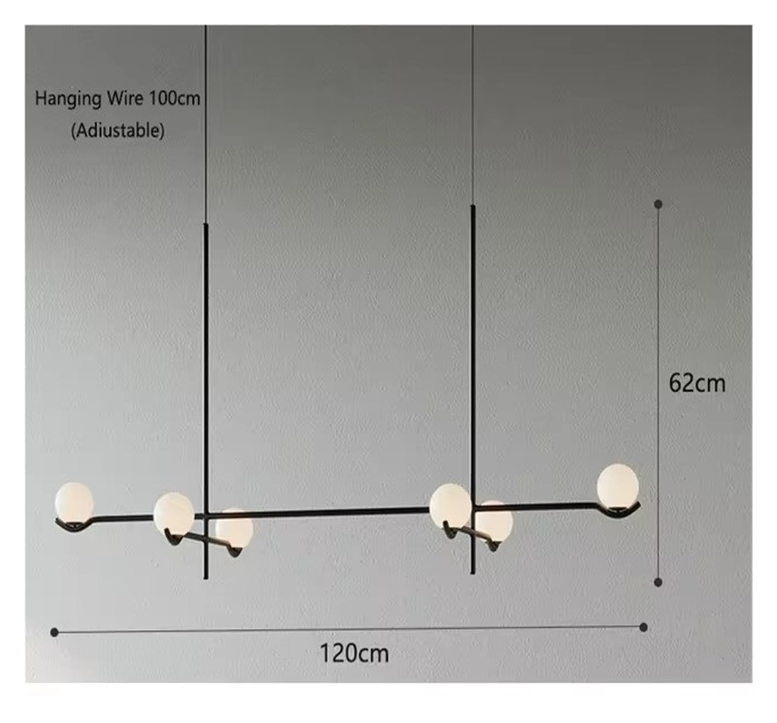Genérico Lámpara Araña Led Moderna, Cristal Y Hierro Duradero | Iluminación Multiescena, Adecuada Para Techos Inclinados, Dormitorios, Salas De Estar Y Comedores (Black 6heads120cm)