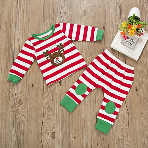 NCONCO Baby Boy Girl Christmas Outfit Reindeer Shirt+Pants 2Pcs Xmas Clothes - Afbeelding 3
