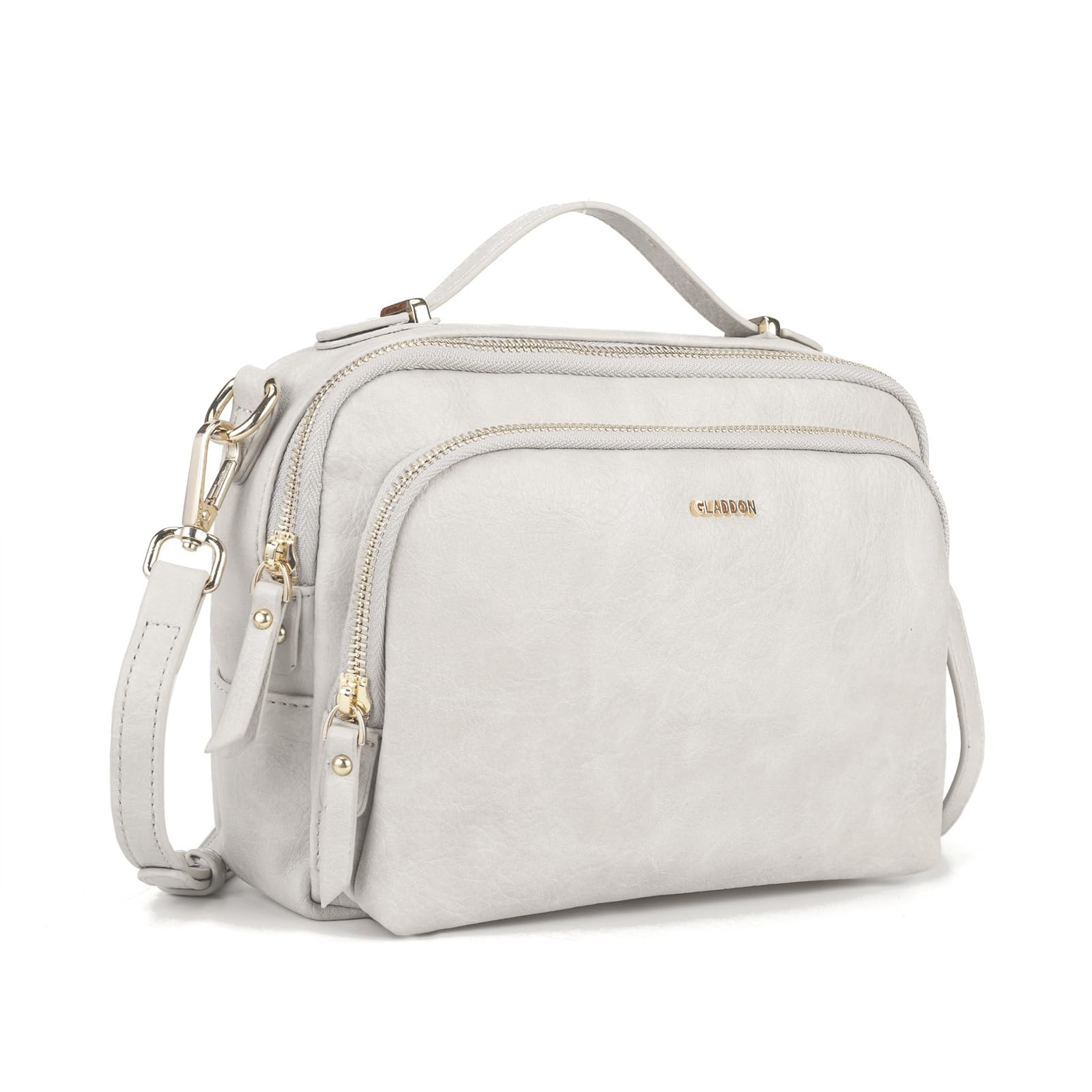 Gladdon Piccola Borsa a Tracolla Donna, Crossbody Bag con 3 Scomparti Capienti, Borsa Mano PU Pelle Sintetica, Borsetta Moda Borse Spalla con Tracolla Regolabile e Rimovibile…Bianco
