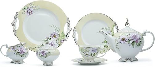 طقم شاي لوتس بورسلين 9006 فتحي محمود علاء الدين 24 قطعة، رقم 3، متعدد الألوان