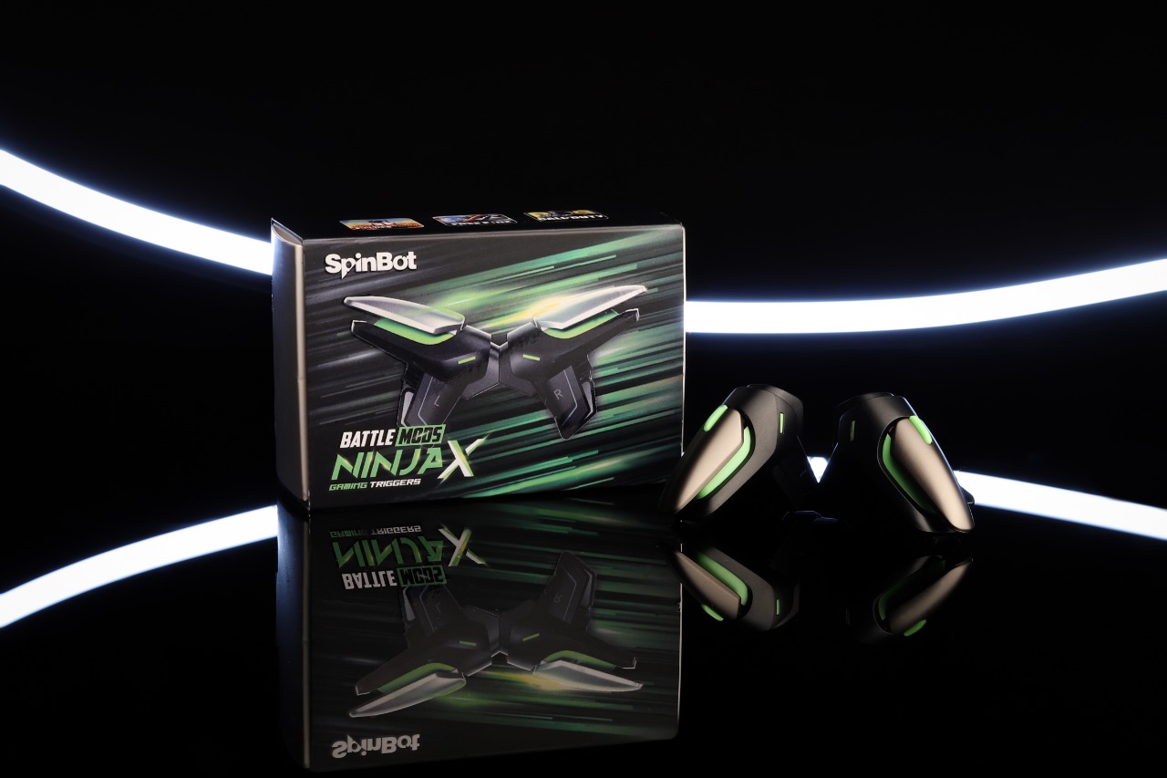 SpinBot BattleMods F1 | Triggers voor mobiele gaming | Capacitieve geleiding | voor BGMI/Free Fire/COD Mobile - (zwart
