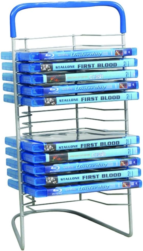 Atlantic Nestable 16 Blu-Ray Rack - Space Saving Modern Design in High End Gunmetal Finish with Blue Molded Handle, PN63735592