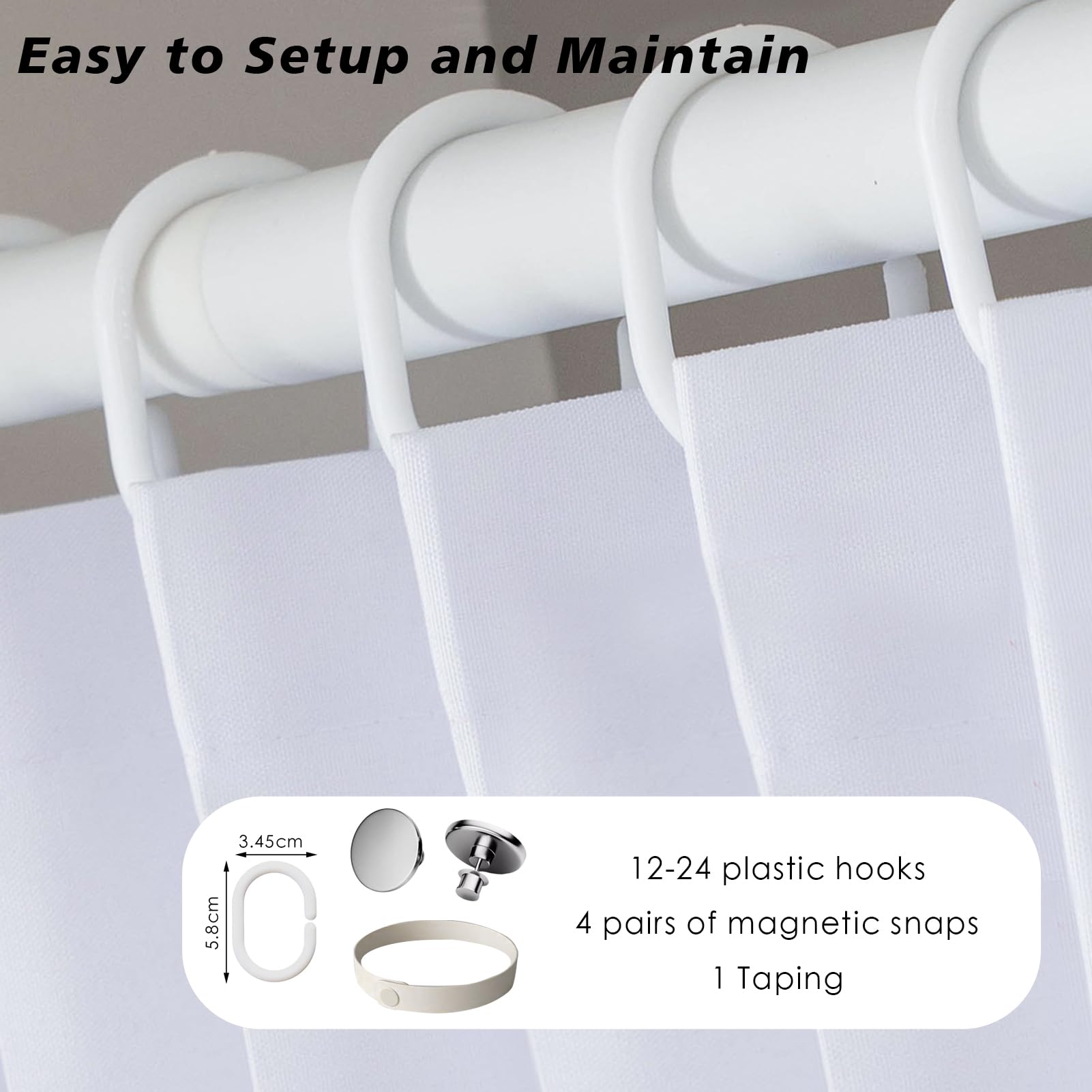Rideaux Occultants Magnétique Isolant, Anti Froid et Chaleur, Rideaux Accordéon Invisibles pour Porte D'entrée, Salon, Placard, Chambre, 220 G/M², Blanc, 120x200cm