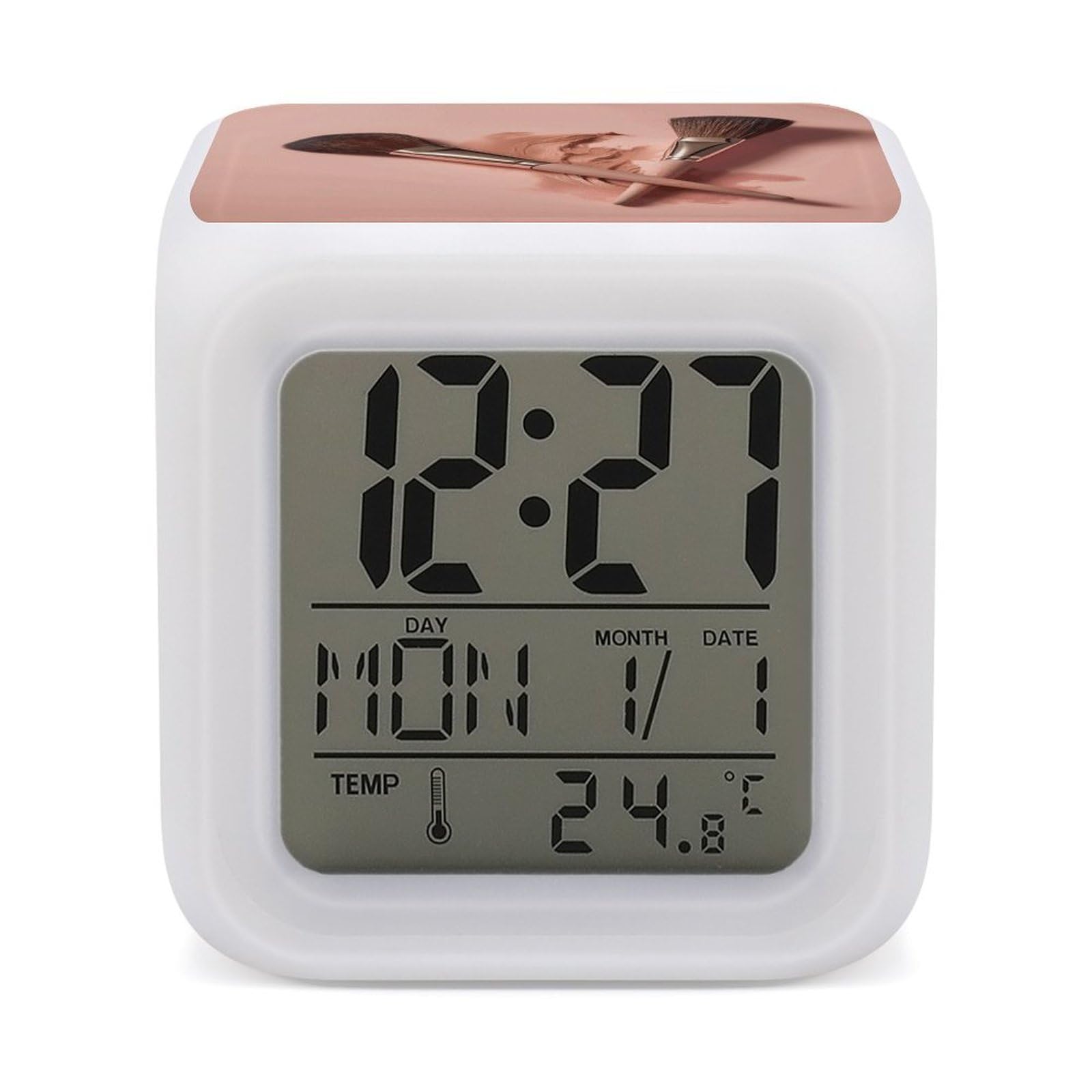 Reloj despertador digital con luces LED de colores para escritorio y mesita de noche