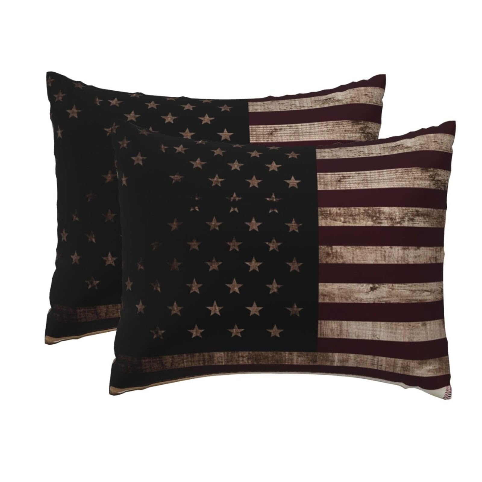 2 Pack Standard Size Pillow Cases for Hair and Skin Soft Breathable Pillow Case Covers with Hidden Zipper American Flag and Baseball bat Pillowcase 20x26 Inches Pillow Cover for Sleeping Gift