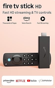 Amazon Fire TV Stick HD, Alexa Voice Remote with TV power & volume controls, full HD streaming device