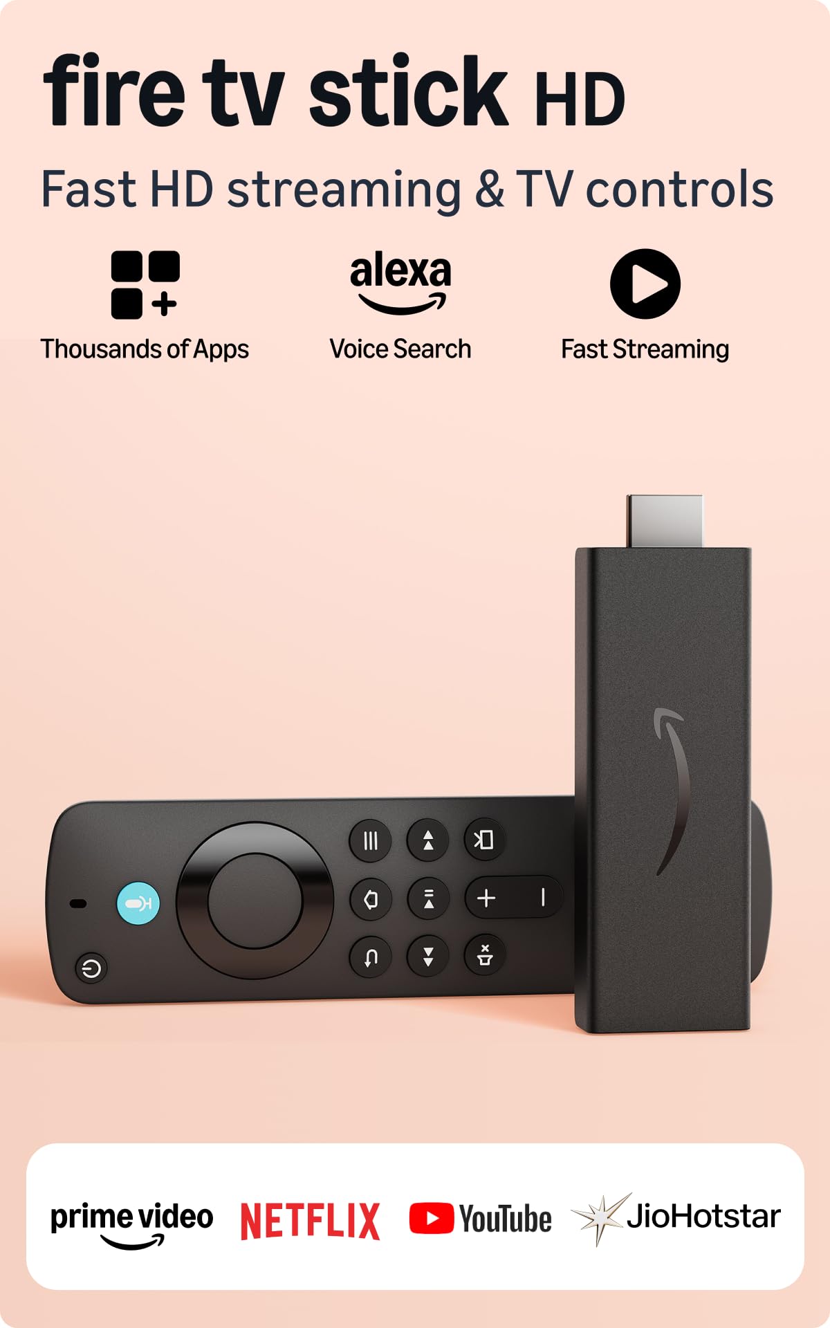 All-new Amazon Fire TV Stick HD, Alexa Voice Remote with TV power & vo
