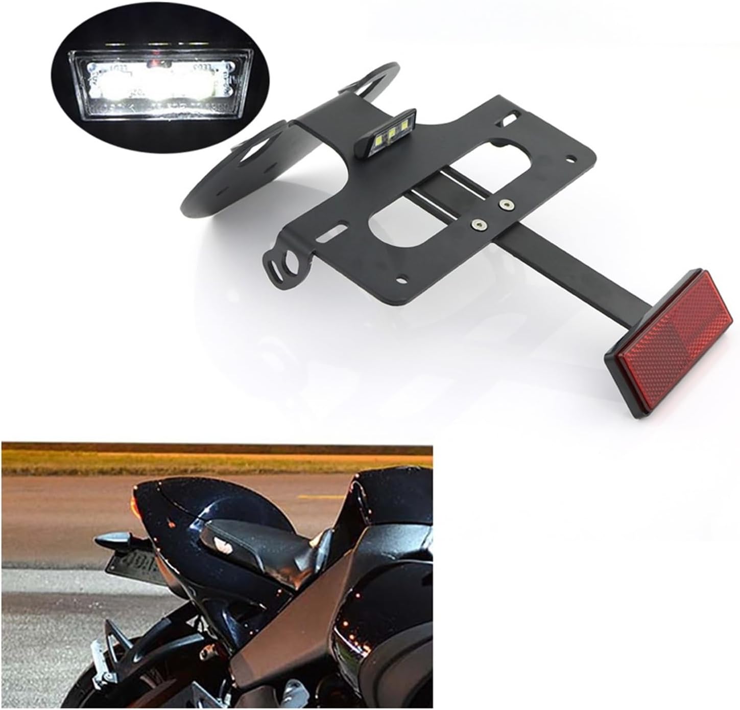 License Plate Frame Mount Holder Rear Tail Tidy with LED Light Fender Eliminator Kit Compatible with Buell 1125 R 1125 CR 2008-2011