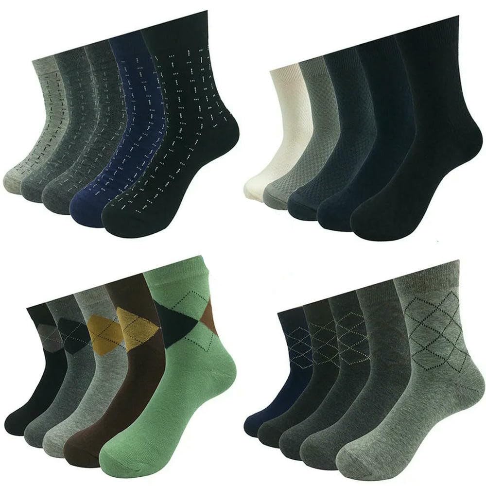 5 Paar lange Socken für Herren, gestreift, Baumwolle, atmungsaktiv, ideal für Arbeit, Ehemann oder Vater, 14 Stile
