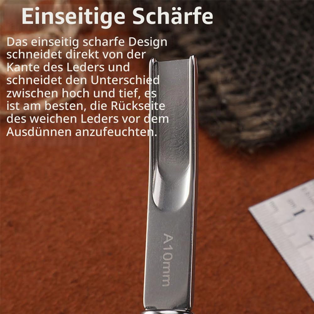 4 Stück Ledermesser, Lederwerkzeug mit Holzgriff, 4 mm, 6 mm, 8 mm, 10 mm, Werkzeug zum Schneiden von Lederkanten für Lederarbeiten, zum Schneiden und Markieren