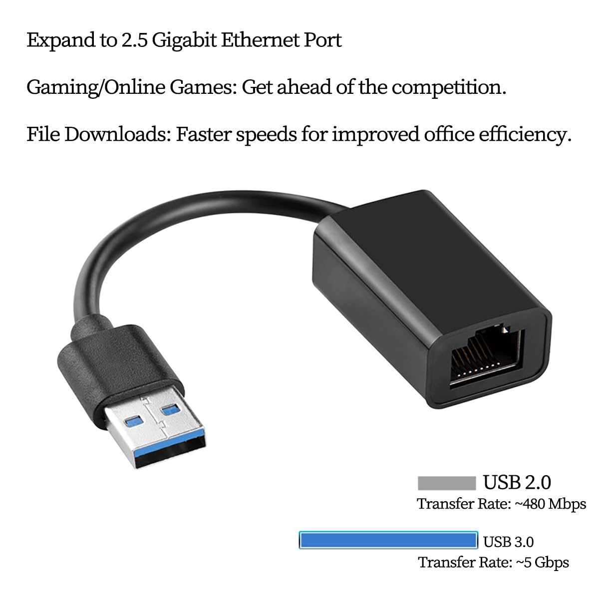 Adattatore Ethernet 2.5G USB C/USB3.0 a RJ45, scheda di rete LAN Gigabit chip RTL8156B - NIC esterna ad alta velocità 10/100/1000/2500Mbps compatibile con MacBook, Windows 10/11, laptop e PC
