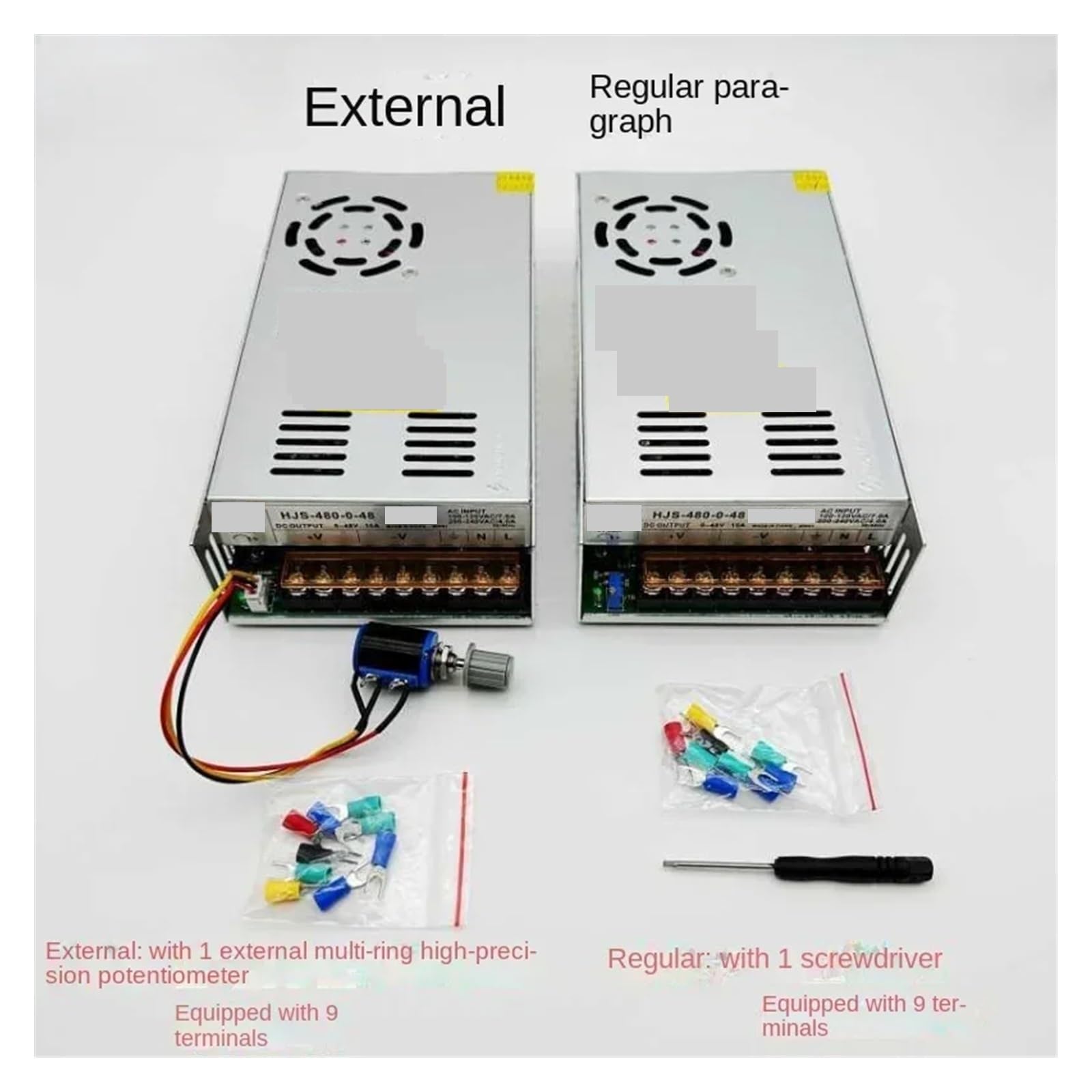 Fuente de alimentación variable, Fuente De Alimentación Conmutada 480W Pantalla Digital 0-5V/0-12V/0-24V/0-36V/0-48V-60V-80V-120V Regulada Por CC Ajustable(External,48V10A480W)