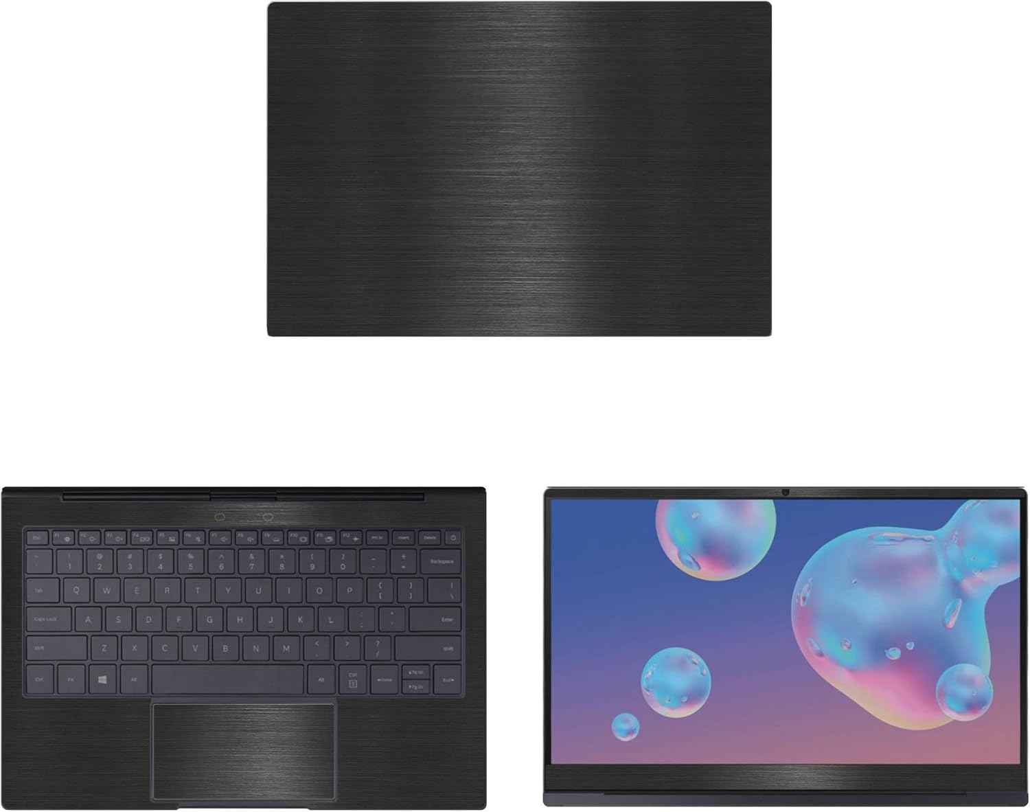 Decalrus - Protective Decal for Samsung Galaxy Book S (13.3" Screen) Laptop Black Texture Brushed Aluminum Skin case Cover wrap BAsamsungGalaxybkS_13Back