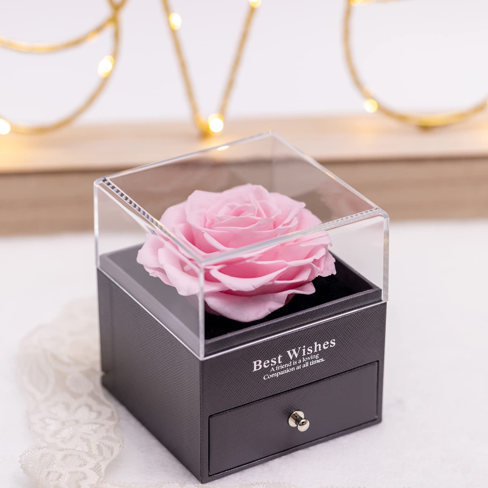 OIOYLEY Eeuwige roos geschenkdoos met splitter halsketting en oorbellen, geconserveerde roos, rozen cadeau voor vrouwen voor Valentijnsdag, Moederdag, jubileum, verjaardag voor moeder, zus, echtgenote OIOYLEY Eeuwige roos geschenkdoos met splitter halsketting en oorbellen, geconserveerde roos, rozen cadeau voor vrouwen voor Valentijnsdag, Moederdag, jubileum, verjaardag voor moeder, zus, echtgenote