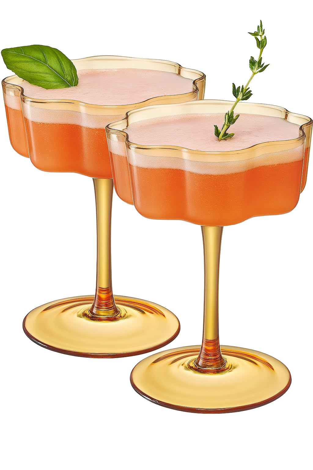 Khen Venus Glasses Luxury Glassware - Set of 6 - Everyday, Winter Gift Her, Mom, Wife, Girlfriend, Special Celebrations Drinkware, Textured Glass, Brown Style Amber Colored -Champagne Flute 6oz