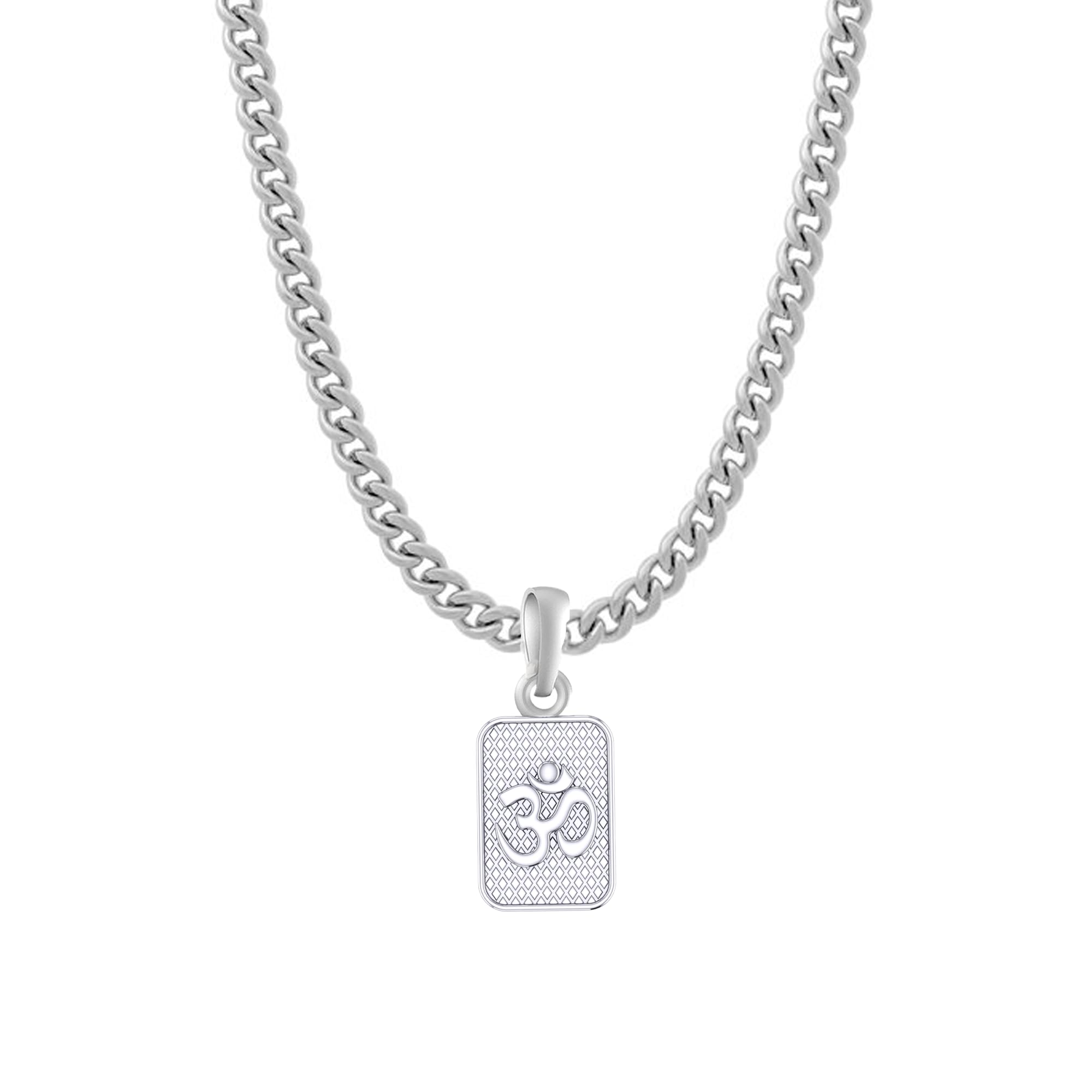 akshat sapphire Sterling Silver (92.5% purity) Spiritual OM Chain Pendant (Pendant with Curb Chain-22 inches) for Men & Women Pure Silver Divine OM Chain Locket for Health & Wealth - MPSC7292-picture-12
