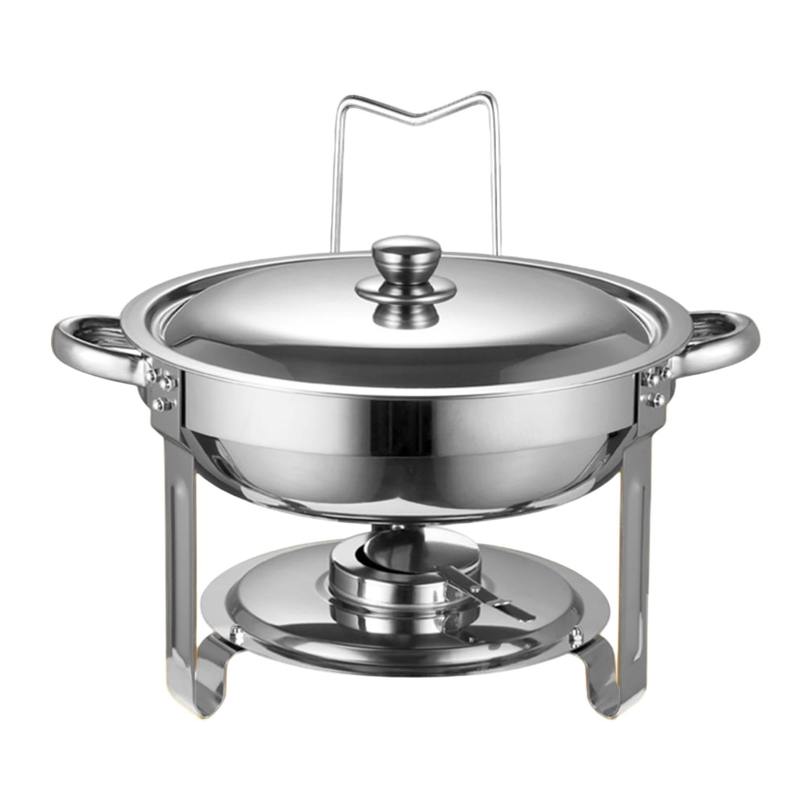 Calentador de Buffet Redondo de Acero Inoxidable con Tapa. Fácil de Usar. Ideal para Recepciones, Y Fiestas, Argén, Individual