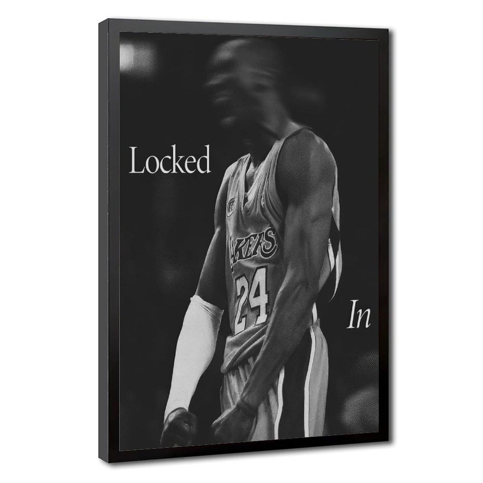 Mnyuein Kobe Bryant Locked In Basketball Canvas Poster Bedroom Decor Sports Landscape Office Room Decor Gift Black Frame 24" L X 36" W