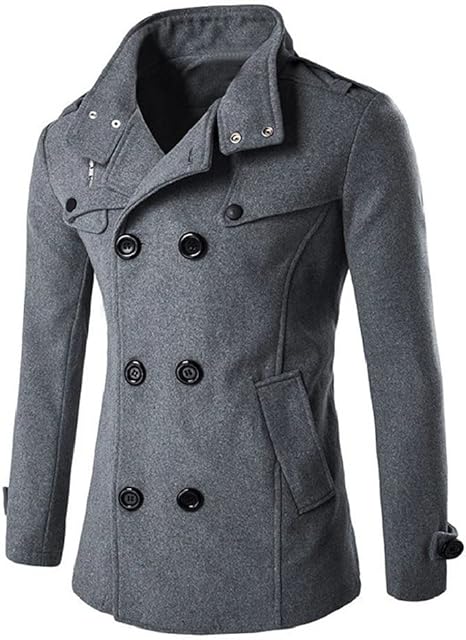 Amazon Co Jp Dxyxzd 男性冬ウールコートメンズカジュアルソリッドカラーウールブレンドウールのコート雄トレンチコートオーバーコート Color Gray Size Medium Code 服 ファッション小物