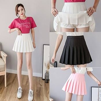 Amazon.co.jp: インパン付き ミニスカート プリーツスカート