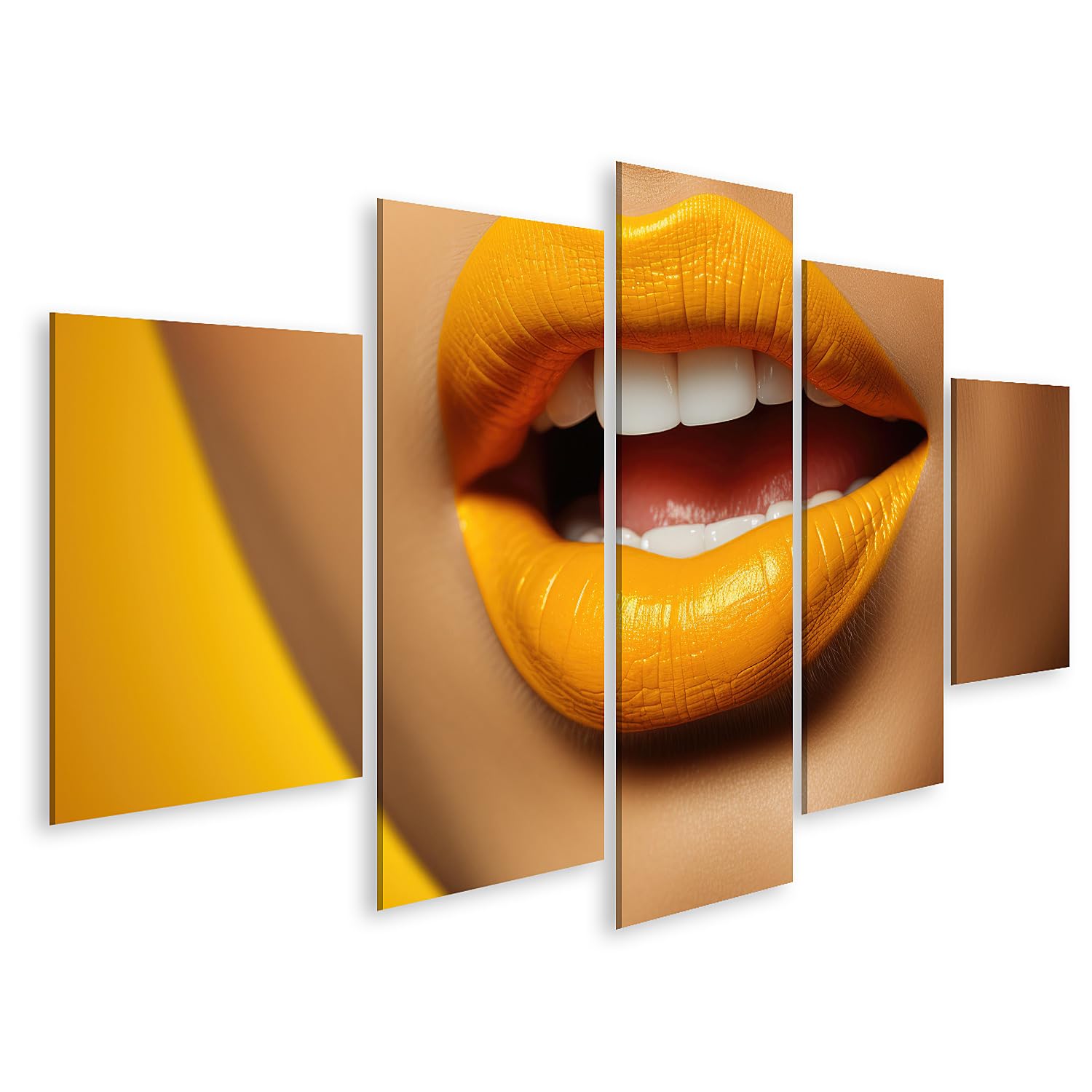 islandburner cuadro sobre lienzo plano boca mujer labio amarillo maquillaje estudio imágenes murales póster