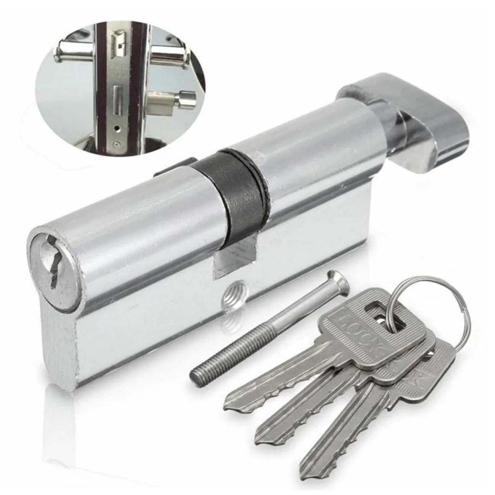 Domowy aluminiowy zamek do drzwi srebrny odcień cylindra sprzęt wewnętrzny aluminiowa szafka bezpieczeństwo meble zamki klucze 1 szt