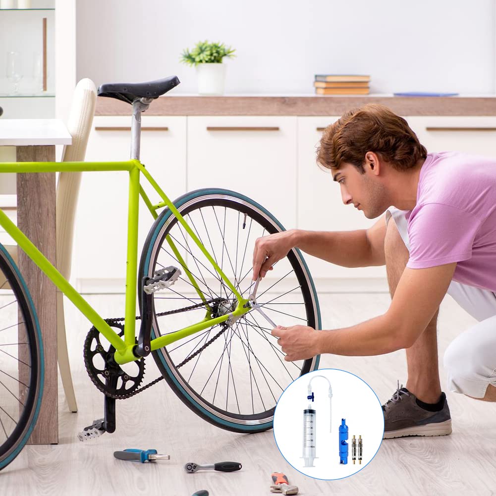 Siringa per Liquido Sigillante Tubeless,Biciclette Siringa per Liquido Sigillante,Tubeless Sigillante per Bicicletta e Strumento di Rimozione Valvola Kit Montaggio Tubeless,60ml,1 Set