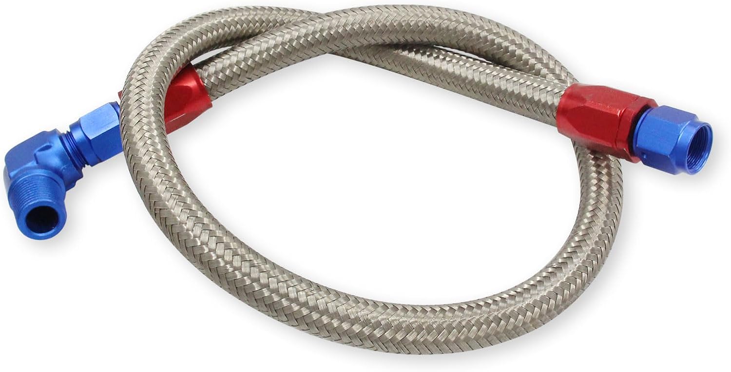 8123 Fuel Line Kit Fuel Fitting Flex Braided Hoses Pressure Regulator Kit Silver