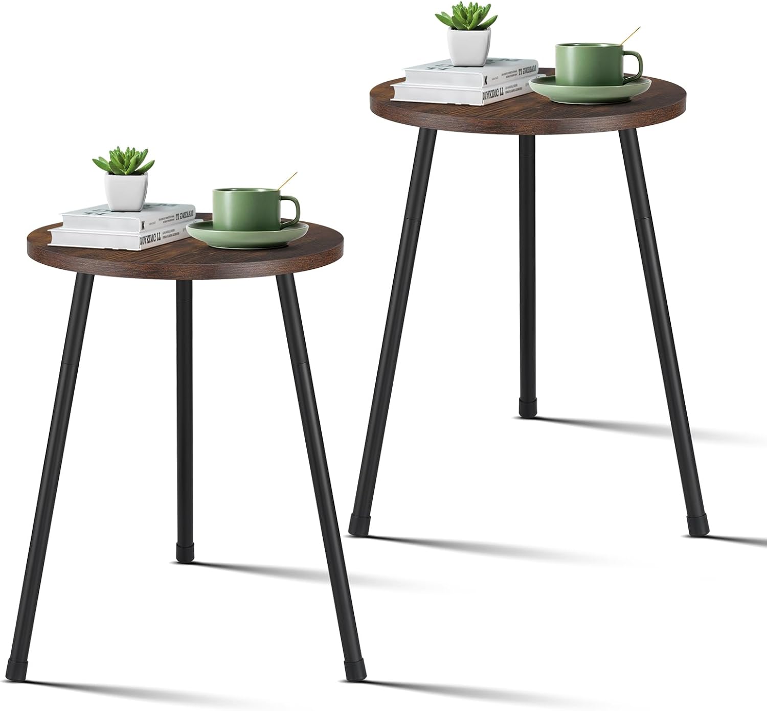 KINNARY Round Side Table Set of 2, Small Accent End Table