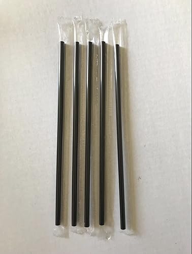 210 pajitas para beber, 0.197 in de diámetro, envueltas individualmente, color negro