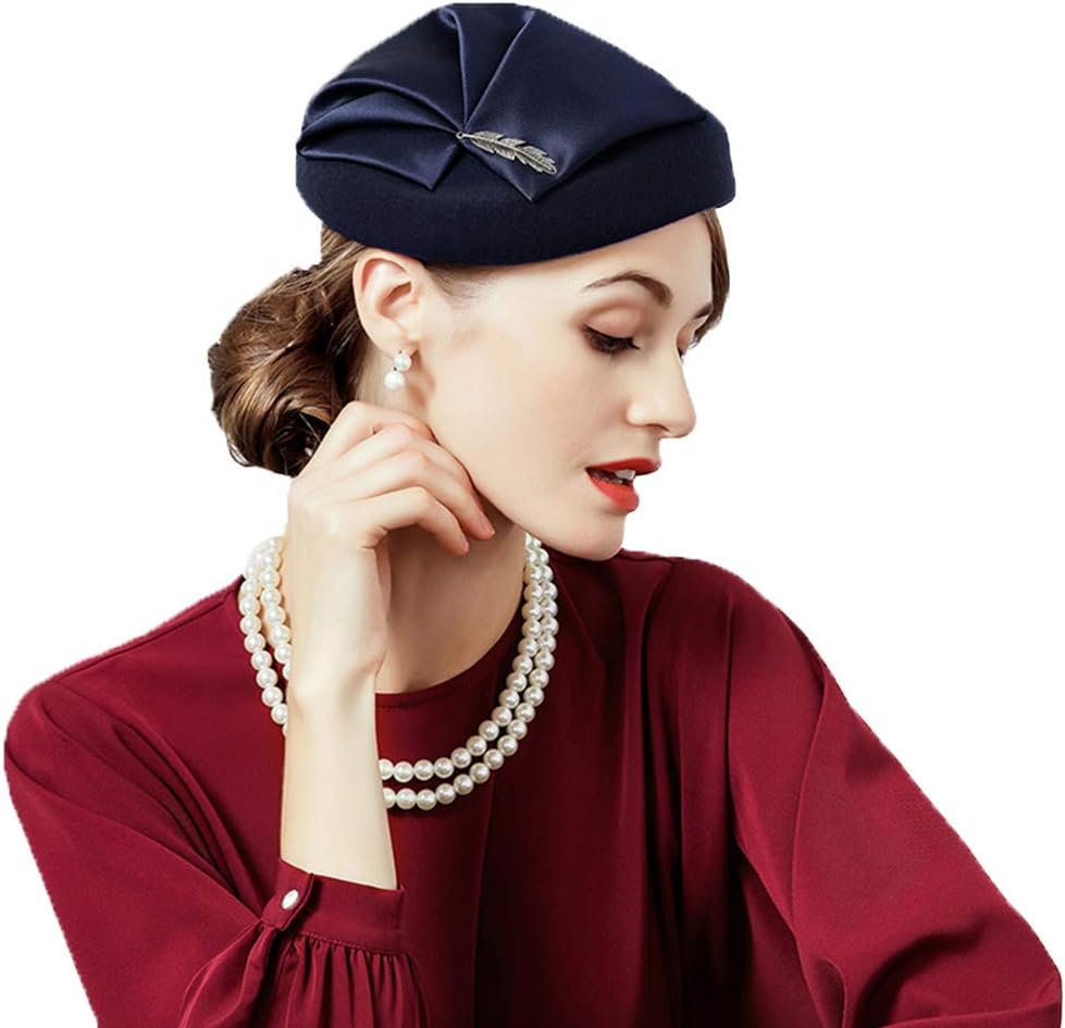 F FADVES Ladies Wedding Party 100% Wool Pillbox Hat Elegant Winter Church Vintage Hats
