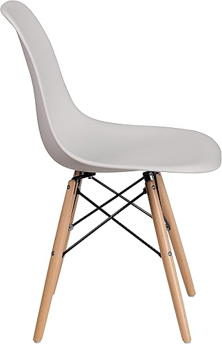 Miniatura 59 de Flash Furniture - Paquete de 2 sillas Elon Series de plástico negro con patas de madera Negro -,Gris (Moss