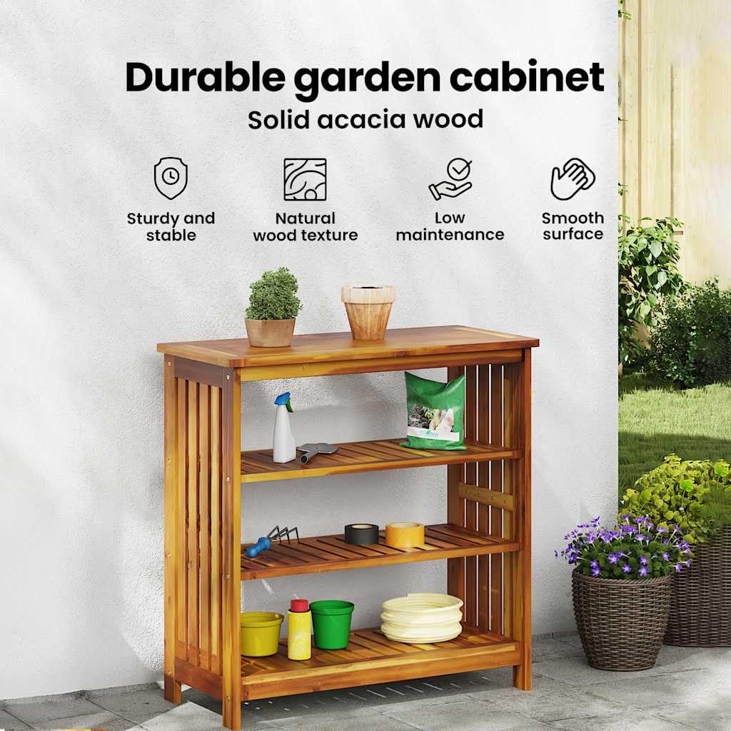 vidaXL Szafka ogrodowa Naturalny 90 x 40 x 90cm Lite Drewno Akacji, Ogród i taras, prostokątny, solidny kredens z akacji, nowoczesny, na narzędzia, meble odporne na warunki