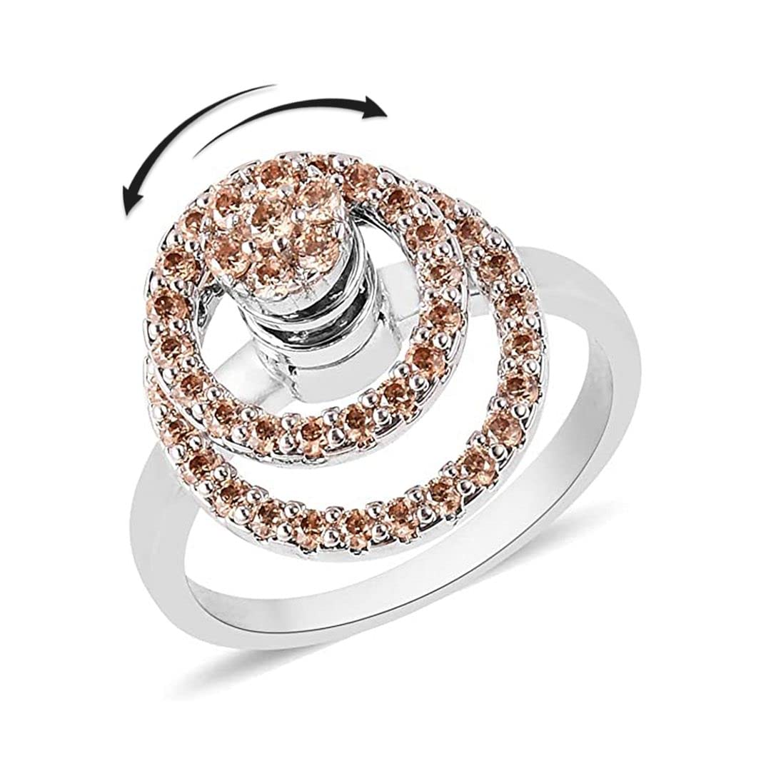 Shop LC Cubic Zirconia CZ Platinum Plated Anniversary Spinner Cluster Ring Women Birthday Jewelry Gifts for Women Cttw 1.6