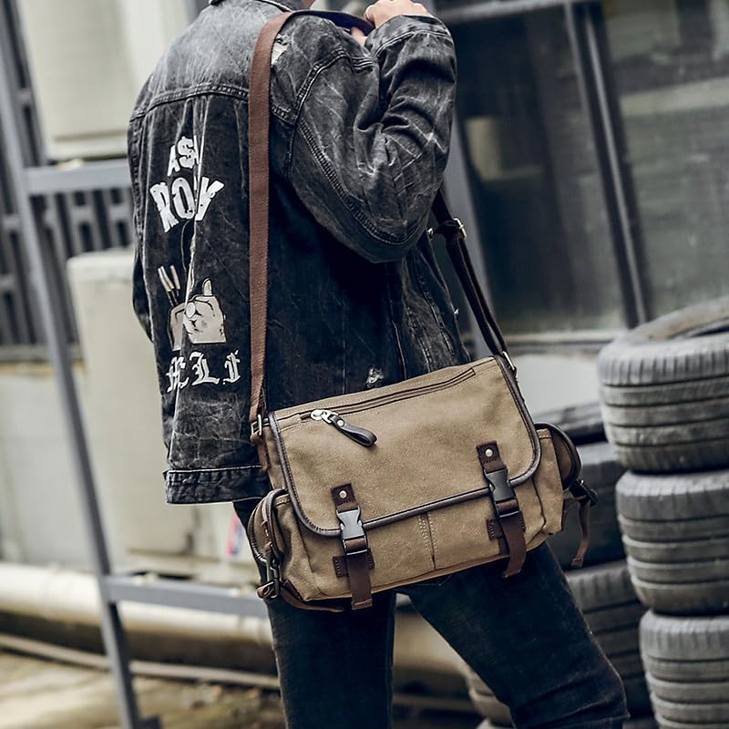 Amazon.com: [Upgraded] Vintage Canvas Messenger Bag 13 15.6 17
