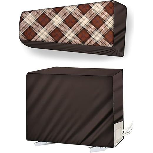 Stylista AC Cover Waterproof Brown Tartan Plaid 1.5 ton